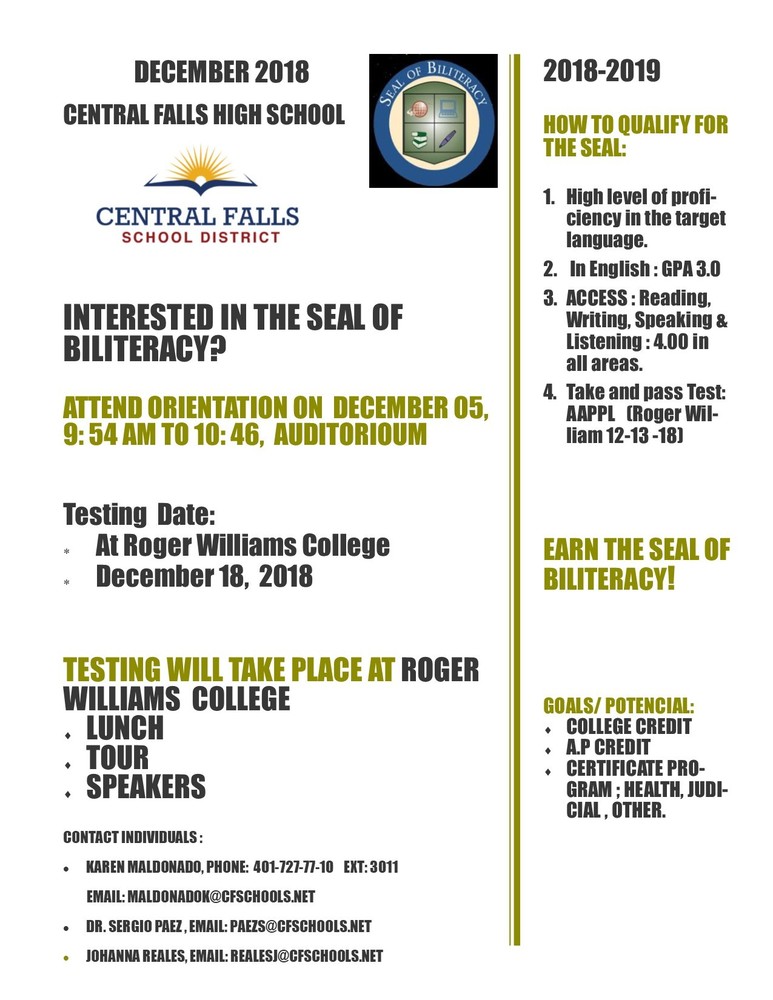 Opportunity for the Seal of Biliteracy