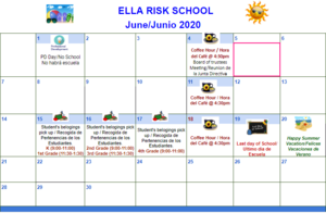 June Calendar/Calendario del mes de Junio